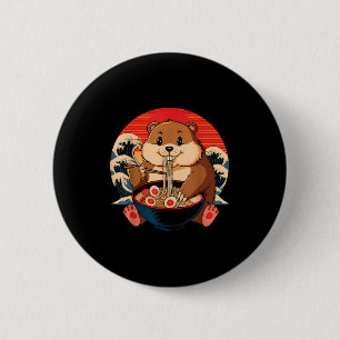Vintage bosmard die Ramen eet Funny Happy Groundho Ronde Button 5,7 Cm