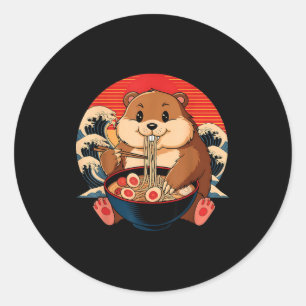 Vintage bosmarmot die ramen eet grappig gelukkig b ronde sticker