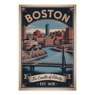 Vintage Boston Massachusetts Wiege van de Vrijheid Perfect Poster