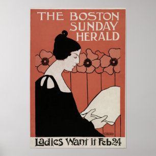 Vintage Boston Sunday Herald Hoesje Poster