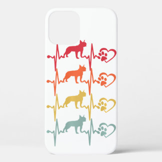 Vintage Boston Terrier Dog Heartbeat Paw Retro iPhone 12 Pro Hoesje