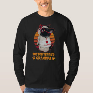 Vintage Boston Terrier Grandpa Draag Glasses Dog L T-shirt