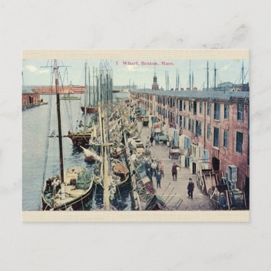 Vintage Boston Wharf Briefkaart (Voorkant)