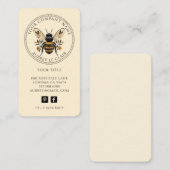 Vintage Botanical Bee Logo Template Visitekaartje (Voorkant / Achterkant)
