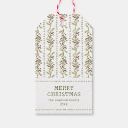 Vintage Botanical Christmas Cadeaulabel