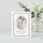 Vintage Botanical Christmas Postcard Feestdagenkaart (Staand voorkant)