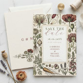 Vintage Botanical Herbs Vegetables Save The Date