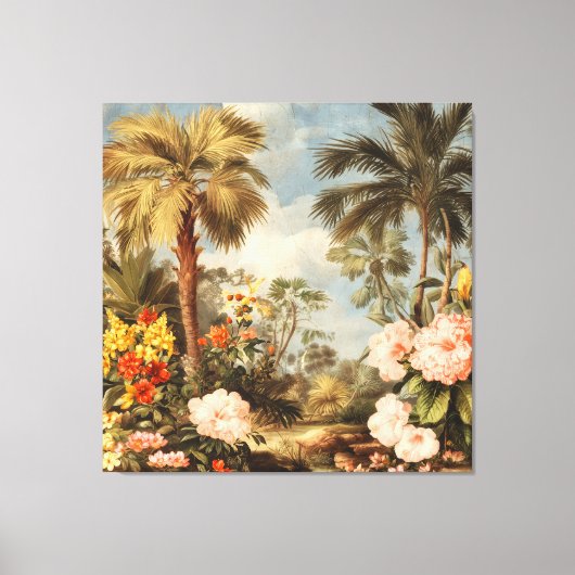 Vintage Botanical Tropical Palms Canvas Afdruk (Voorkant)
