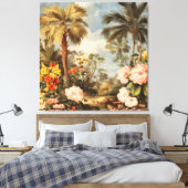Vintage Botanical Tropical Palms Canvas Afdruk (Insitu (Slaapkamer))