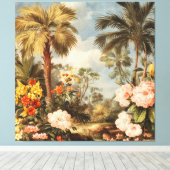 Vintage Botanical Tropical Palms Canvas Afdruk (Insitu (Houten vloer))