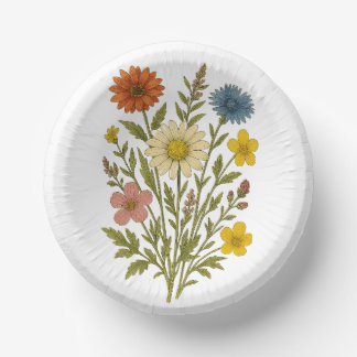Vintage Botanical Wildflower Paper Plate/ Papieren Kommen