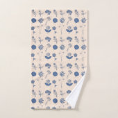 Vintage Botanique Floral Illustration Motif Bleu (Serviette à main)