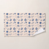 Vintage Botanique Floral Illustration Motif Bleu (Serviette à main)
