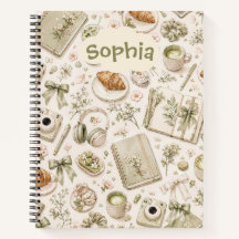 Vintage botanisch spiraalnotitieboek