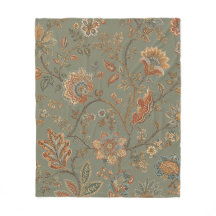 Vintage Botanische Bloemende Worpdeken Saliegroen
