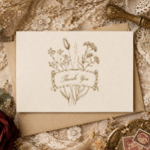 Vintage Botanische Elegantie Beige Bedankkaart