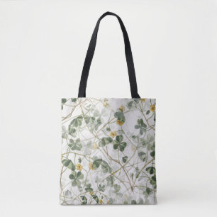 Vintage botanische klaver weide aquarel  draagtas