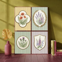 Vintage botanische lavendel en bloemen saliegroen