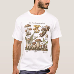 Vintage botanische paddenstoelen varen overzicht T T-shirt