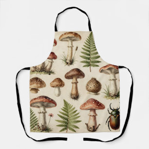 Vintage botanische paddestoel varen collage schort