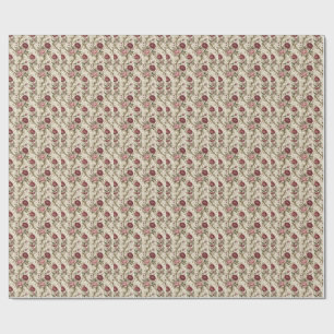 Vintage Botanische Roos & Damast Bloempatroon Kuns Cadeaupapier