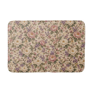 Vintage botanische rozentuin en vlinderpatroon badmat