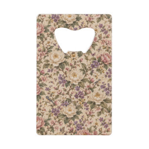 Vintage botanische rozentuin en vlinderpatroon kredietkaart flessenopener