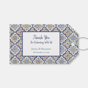 Vintage Botanische Sierlijke Tegels Patroon Cadeaulabel
