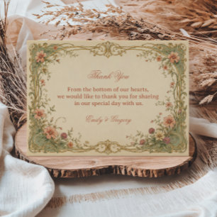 Vintage Botanische Siermotieven Bedankkaart