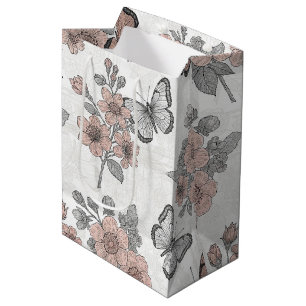 Vintage botanische vlinder toile patroon (1) medium cadeauzakje