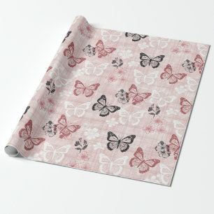 Vintage botanische vlinder toile patroon (2) cadeaupapier