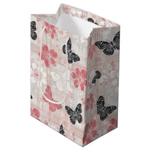 Vintage botanische vlinder toile patroon (3) medium cadeauzakje