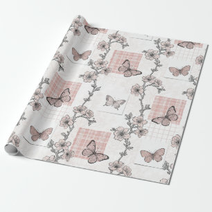 Vintage botanische vlinder toile patroon (4) cadeaupapier