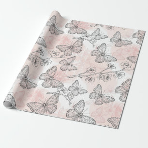 Vintage botanische vlinder toile patroon (5) cadeaupapier