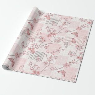 Vintage botanische vlinder toile patroon (6) cadeaupapier