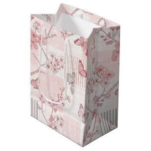 Vintage botanische vlinder toile patroon (6) medium cadeauzakje