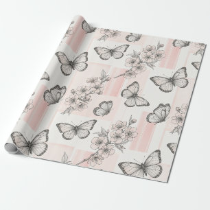 Vintage botanische vlinder toile patroon (7) cadeaupapier
