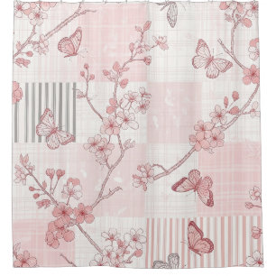 Vintage botanische vlinder toile patroon (7) douchegordijn