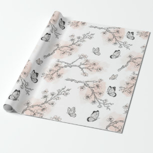 Vintage botanische vlinder toile patroon (9) cadeaupapier