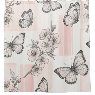 Vintage botanische vlinder toile patroon (9) douchegordijn