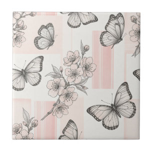 Vintage botanische vlinder toile patroon (9) tegeltje