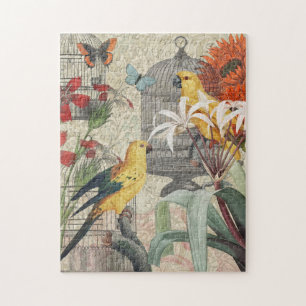 Vintage Botanische Vogel Natuur Antiek Tropisch Legpuzzel