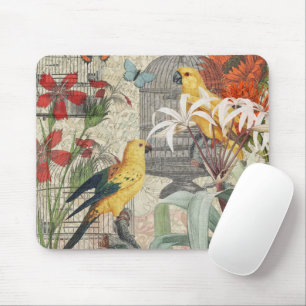 Vintage Botanische Vogel Natuur Antiek Tropisch Muismat