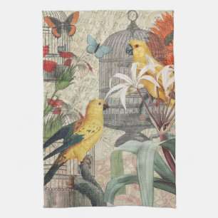 Vintage Botanische Vogel Natuur Antiek Tropisch Theedoek