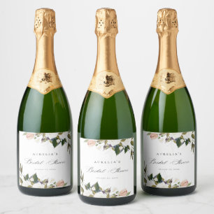 Vintage botanische Vrijgezellenfeest Sparkling Wijnetiket
