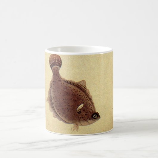 Vintage Botten, Marien Oceaanleven Platvis Koffiemok (Center)