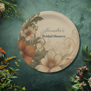 Vintage Bougainvillea Art Nouveau Bruidsdiner Papieren Bordje