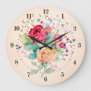 Vintage Bouquet van Rozen en Bloemen Grote Klok