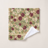 Vintage Bourgogne Roses & Blossoms Monogramme (Gant de toilette)