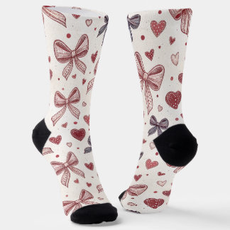  Vintage Bow & Heart Cute Socks Sokken